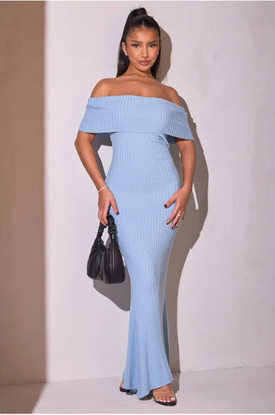 Vestido de cuello Bardot
