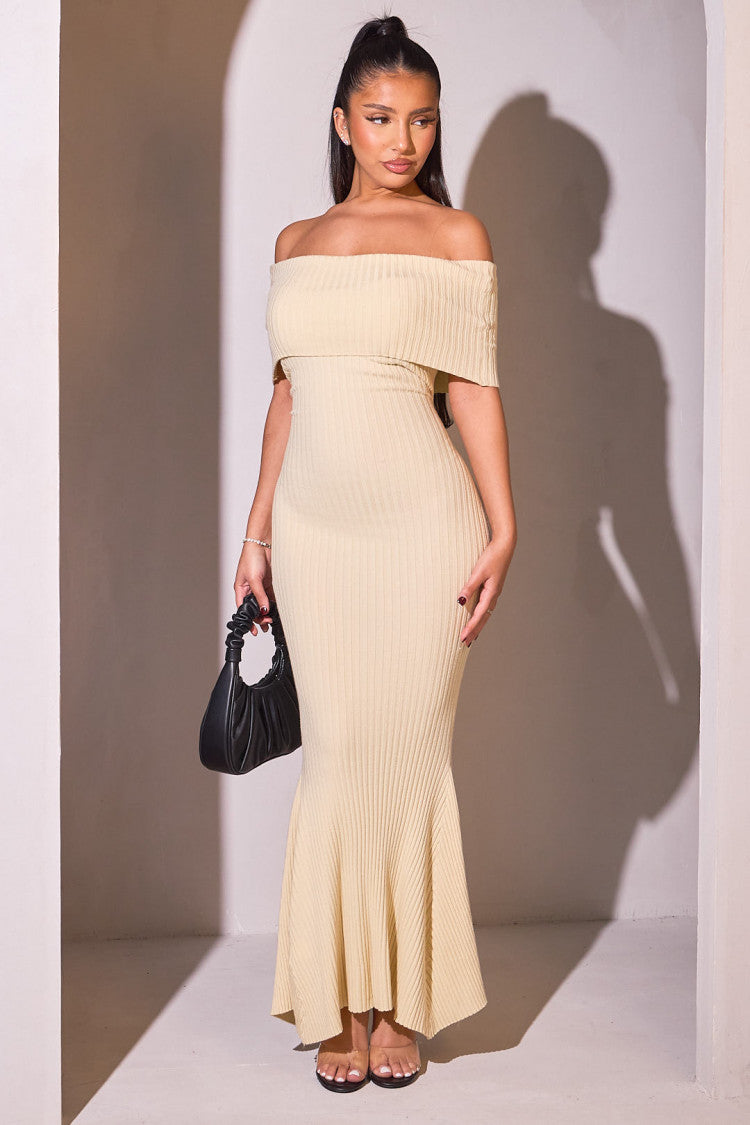 Vestido de cuello Bardot